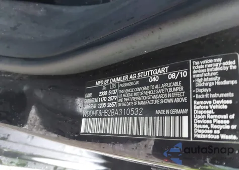 2011 Mercedes-Benz E 350 4Matic from USA, damaged, VIN WDDHF8HB2BA310532